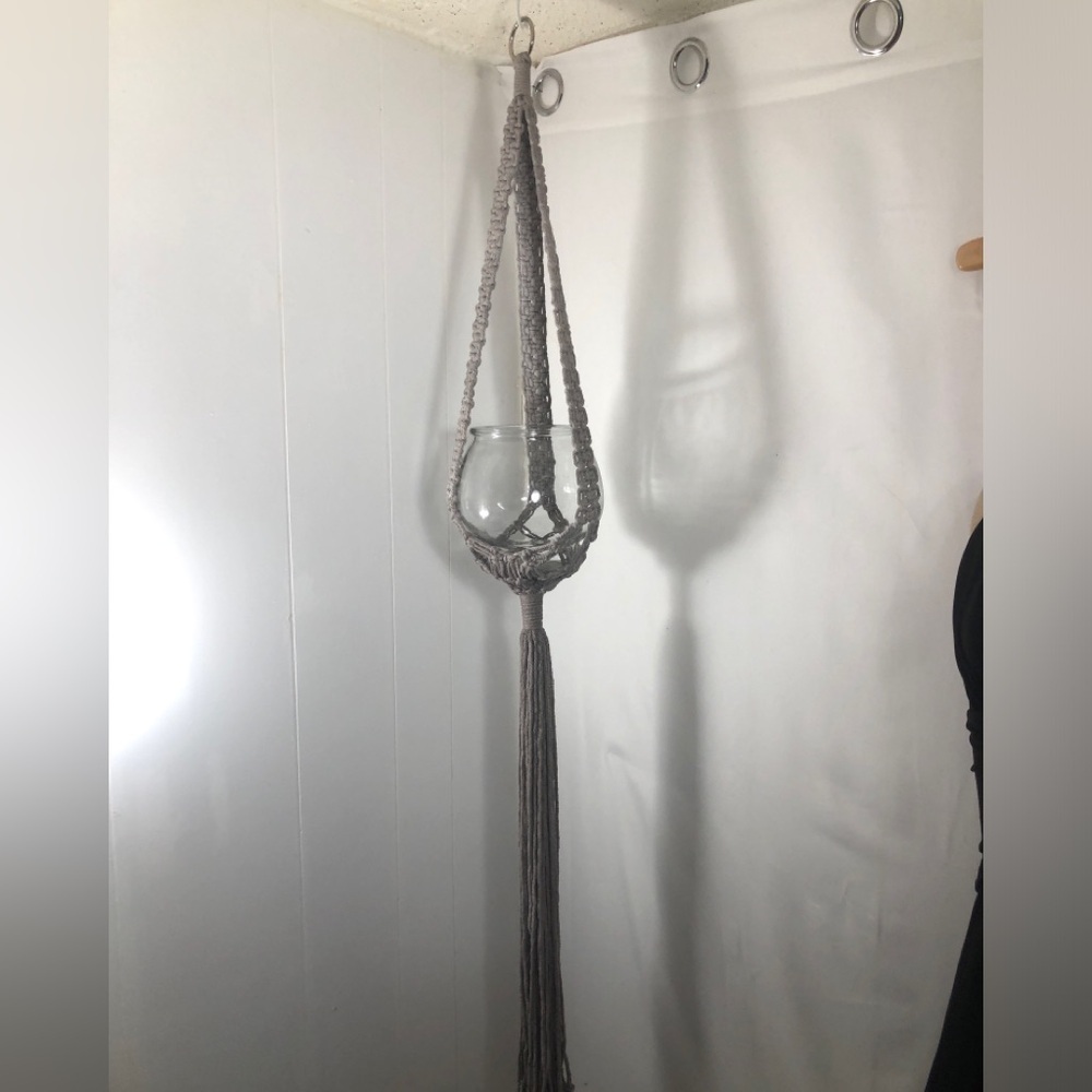 Macrame Plant Hangers. Brand New. Holds up to 10” pot. Grey, White, Orange.